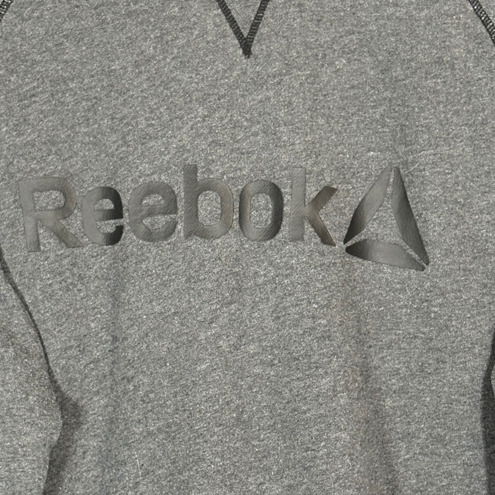 Reebok Gray Logo Sweatshirt Crew Neck Long Sleeve Athleisure Men's Size Large - Picture 4 of 13